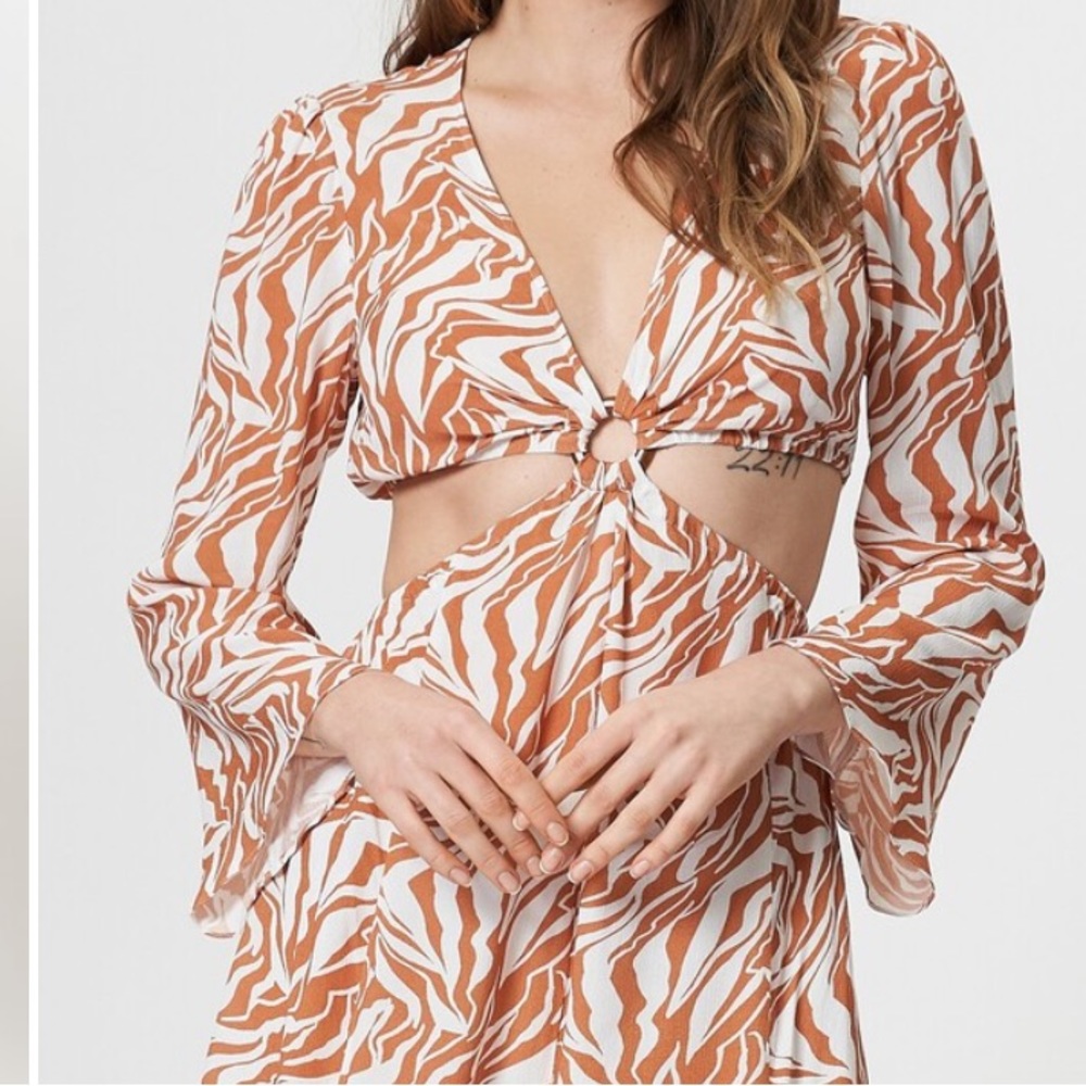 Fresha London Aurora Dress Camel Zebra